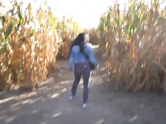 Sexy Amateur Babe Flashes and gives blowjob in Corn Maze such a risky public adventure