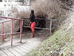 Public Pissing In The Suburbs For Hot Babe
